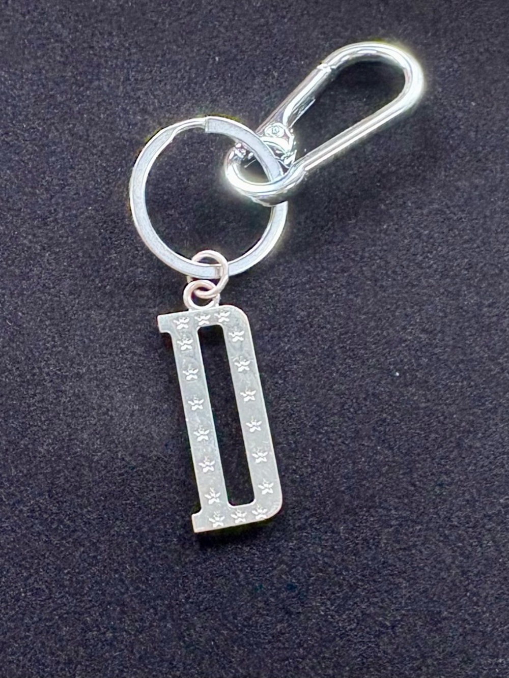 Dior Handmade Keychain, Silver 'D' Initial Keychain Charm